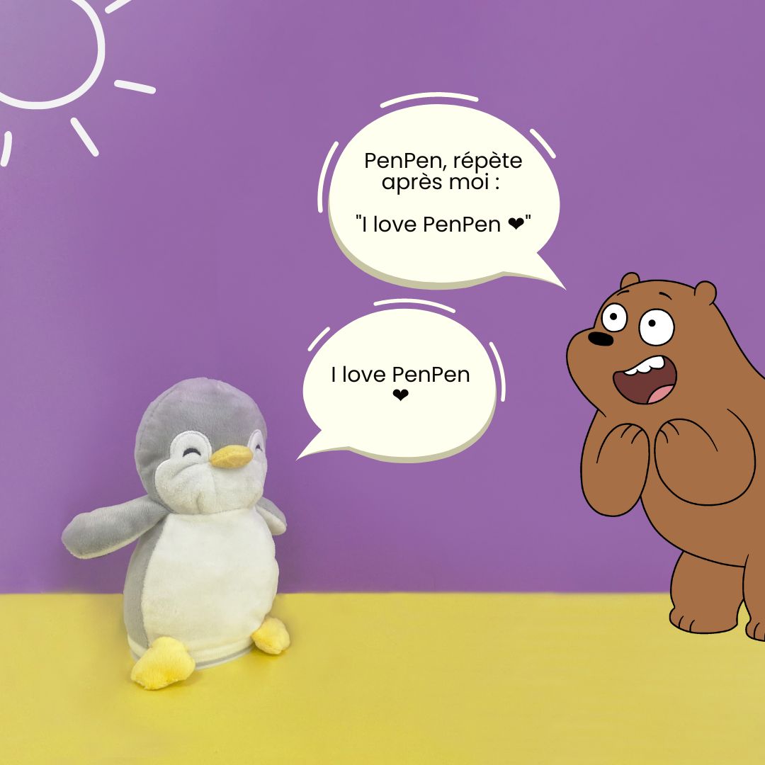Peluche Miniso Pingouin interactif Gris - Animal en peluche - à la Fnac